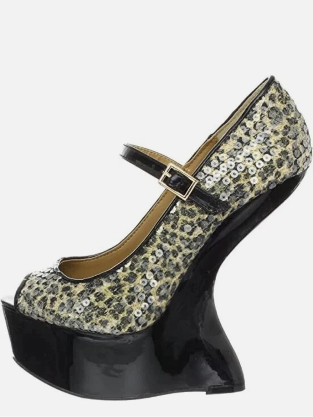 New w/Box Chinese Laundry China Doll Sequin Peep-Toe Sculpted Platform Wedges